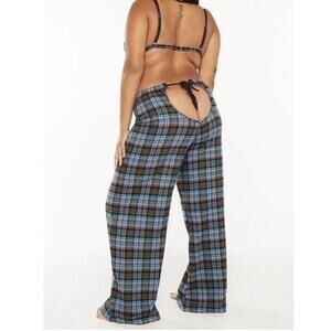 Savage x Fenty Pajama Bottoms Tie Up Tartan Open Back PJs Lounge Pants Size M